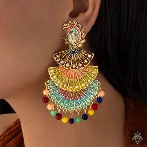PRAO Anti-Tarnish Layered Ethnic Danglers