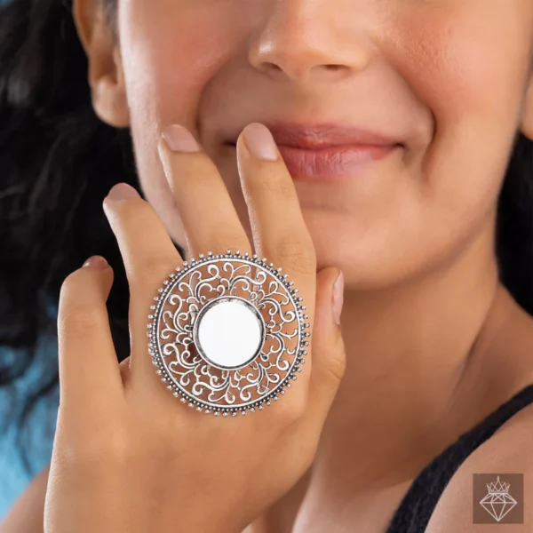 PRAO Anti-Tarnish Reflective Aura Cocktail Ring (Adjustable Size)